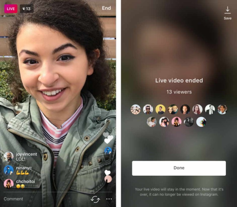 Instagram now lets you to download your live streaming video in a minute