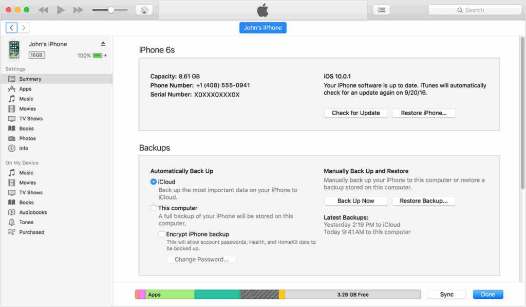 Make an iTunes backup of your previous device