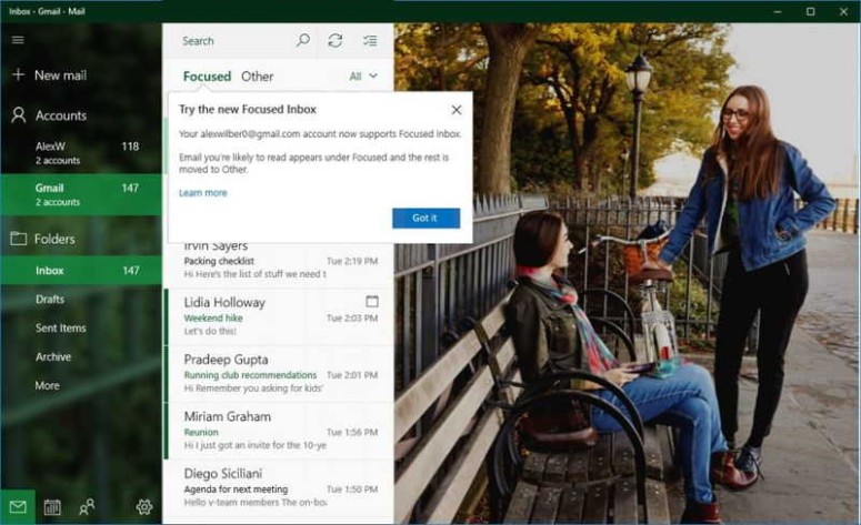 Gmail users to get Windows 10's best new mail and calendar features sooner