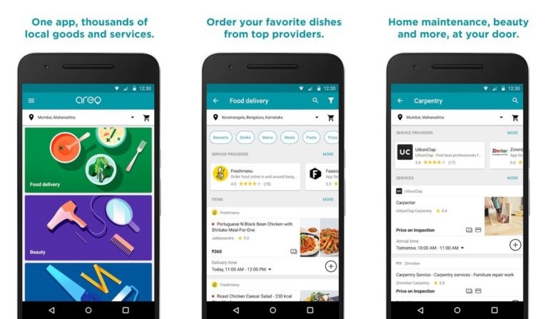 Google launches Areo, the one single app for food delivery and home services right to your door