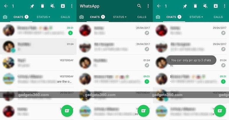 WhatsApp Beta now lets user to pin their favorite chats on top