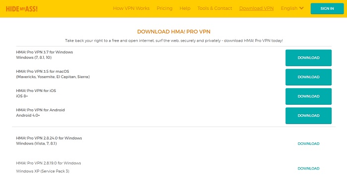 hma vpn android