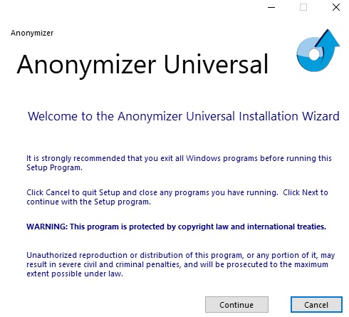 anonymizer universal setup