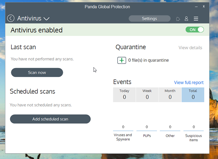 Panda Global Protection Antivirus Antivirus Screen
