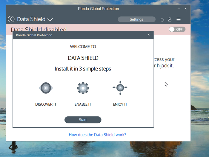 Panda Global Protection Antivirus Data Shield Screen