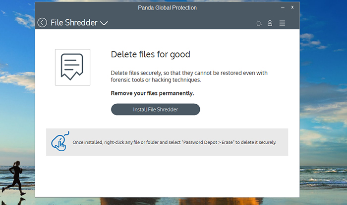 Panda Global Protection Antivirus File Shredder Screen