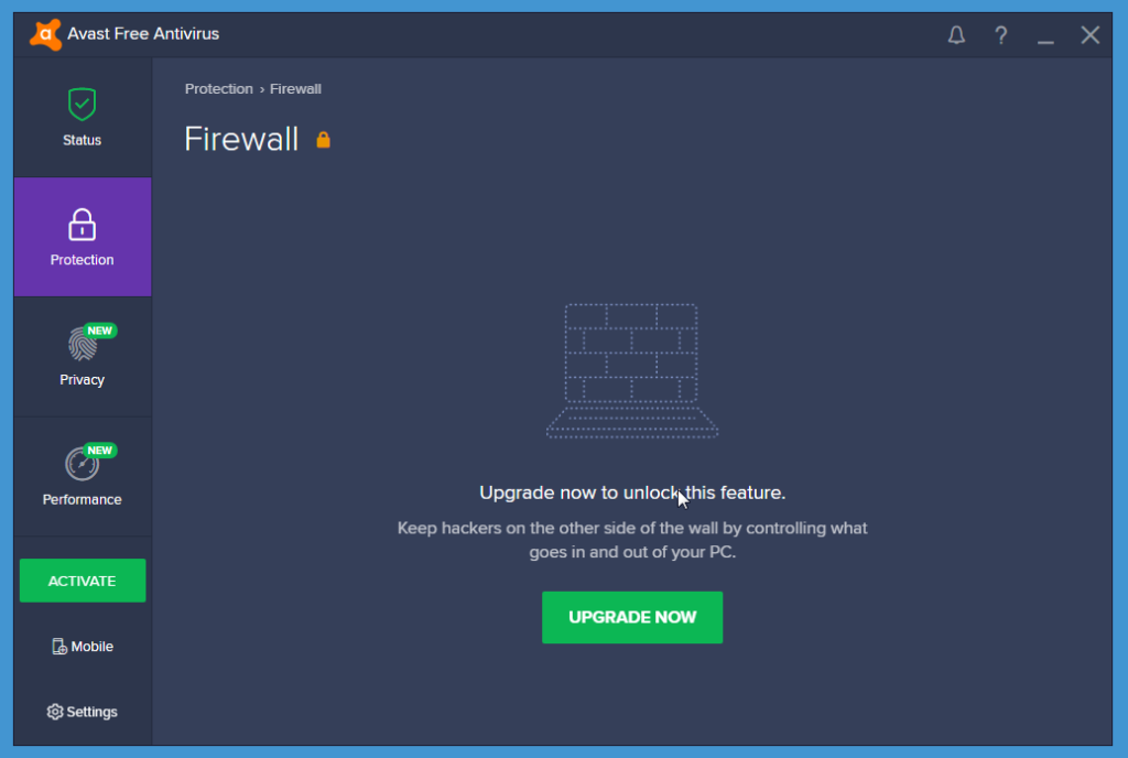 Avast Free Antivirus firewall