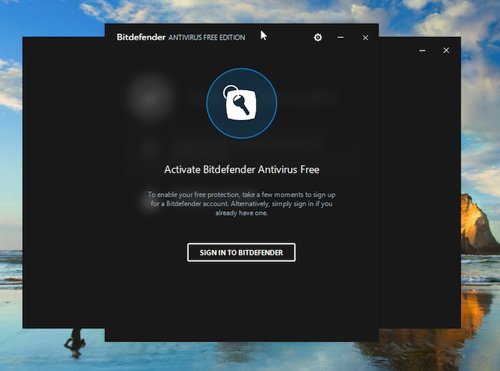 Bitdefender Free Antivirus Activation Screen