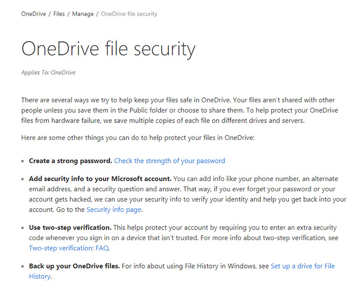 OneDrive Security
