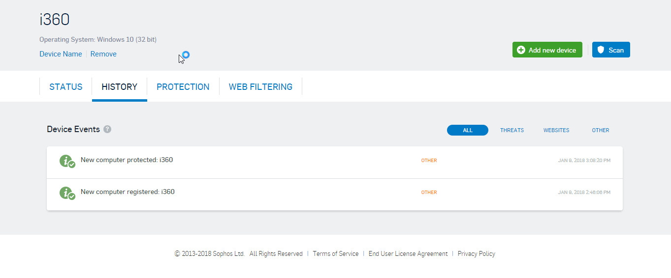 Sophos Home Antivirus History