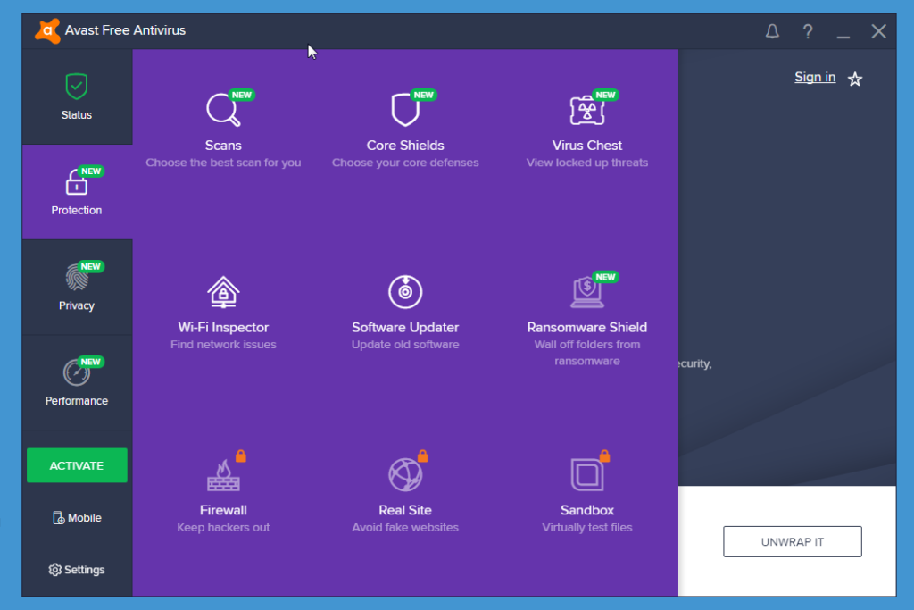 Avast Free Antivirus protection