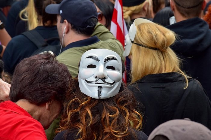 Protesters Wearing Guy Fawkes Masks