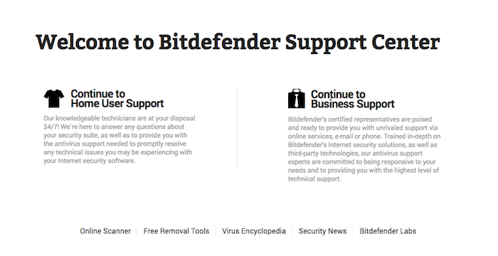 Bitdefender support