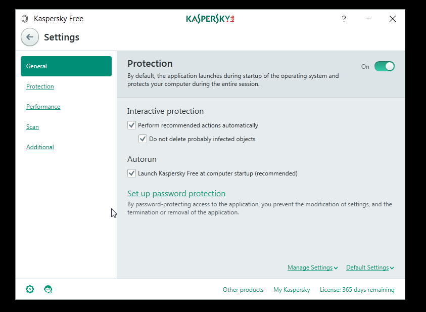 Kaspersky Free Antivirus Settings