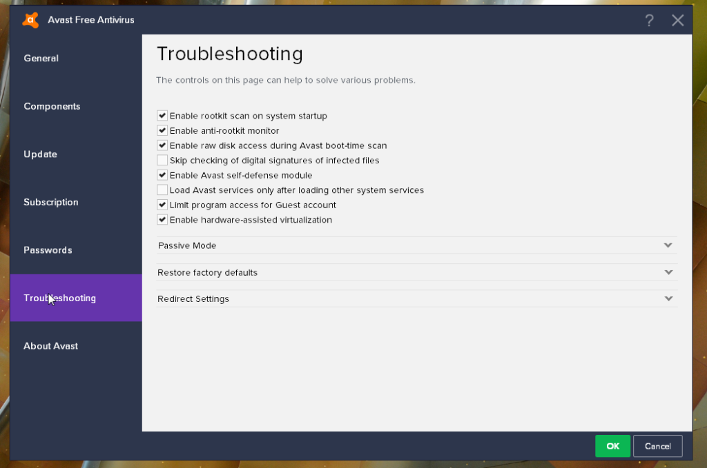 Avast Free Antivirus troubleshooting