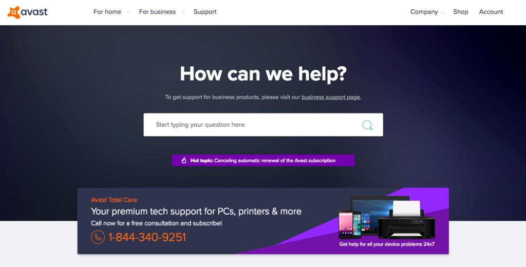 Avast Free Antivirus support