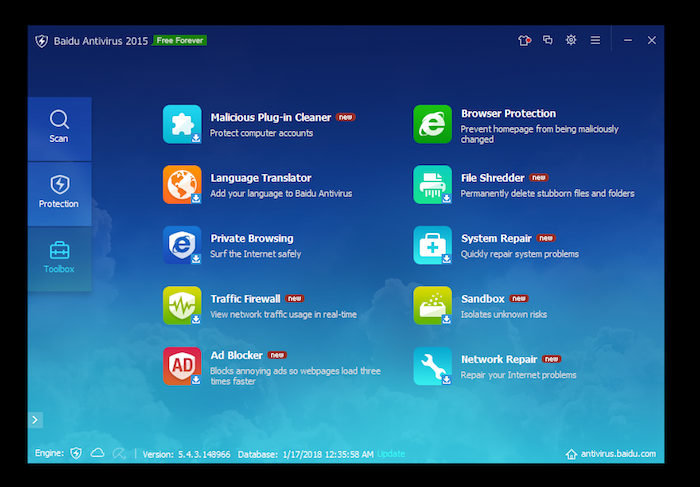 Baidu Antivirus Free toolbox