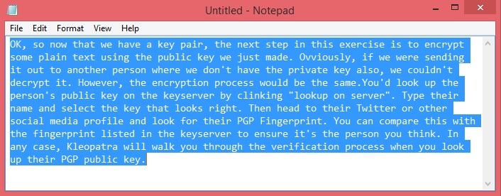 Copy Text for PGP
