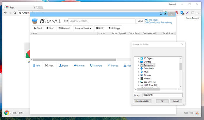 JSTorrent Download Folder Selection