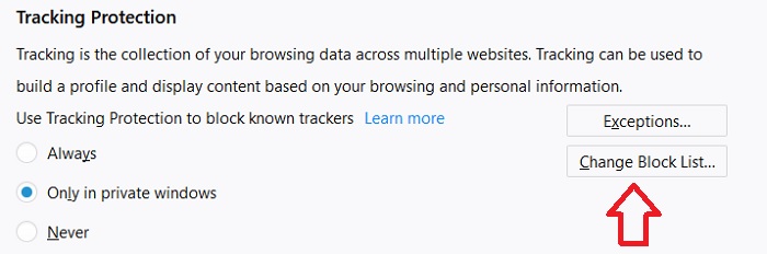 Tracking Protection in FireFox