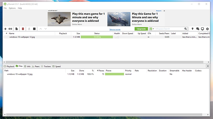 uTorrent Seeding