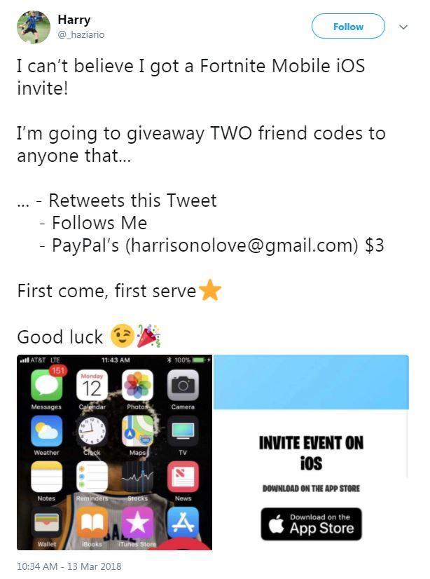 fortnite mobile ios invite - apple store fortnite download