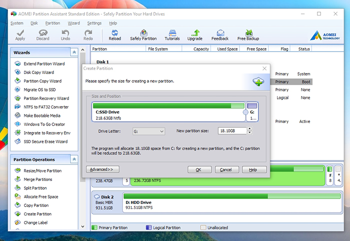 aomei safely partition