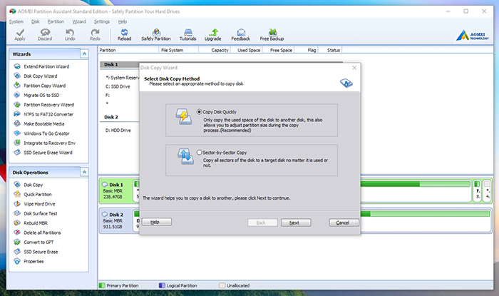 AOMEI Partition Assistant -Disk Copy Wizard