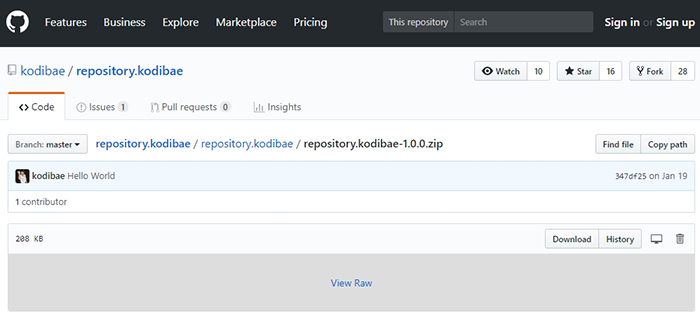 Kodi Bae GitHub Repository ZIP Page