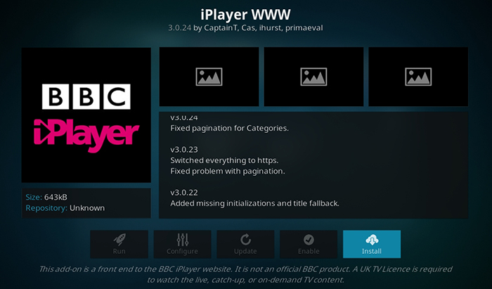 iPlayer Install Button
