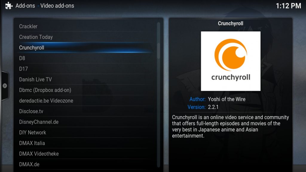 Crunchyroll Kodi Add On