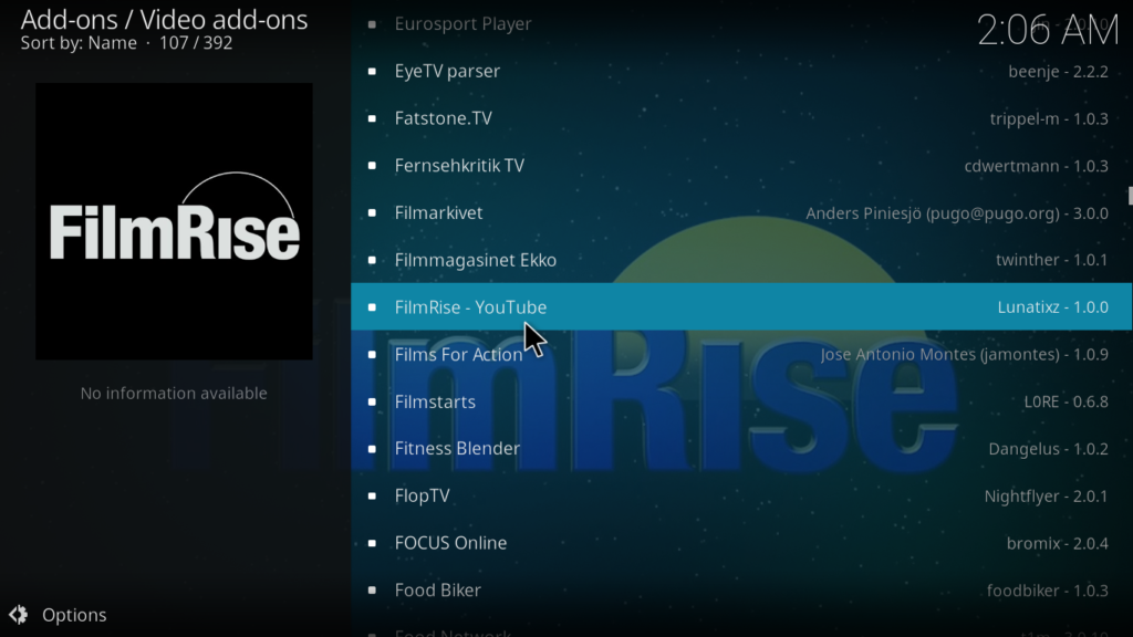 Filmrise Kodi Addon - Filmrise