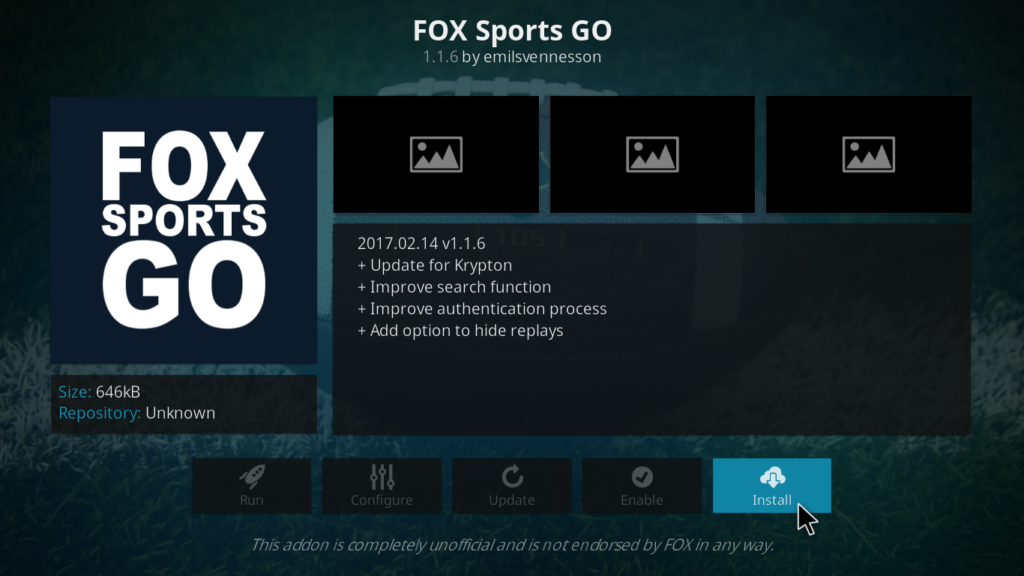 Fox Sports Go Kodi Addon - Install