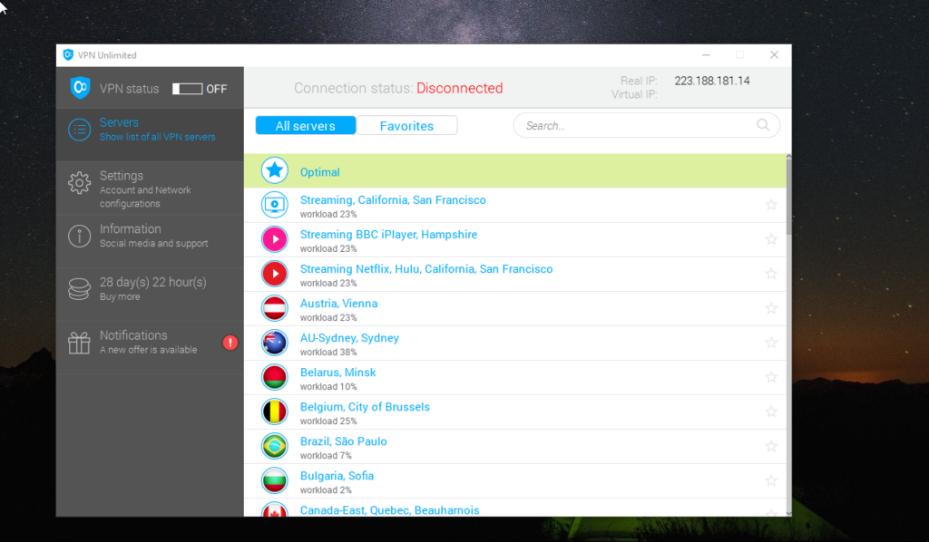 vpn unlimited server list