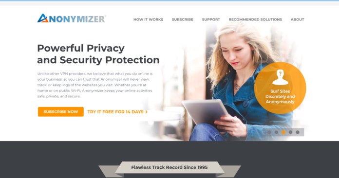 Anonymizer Homepage