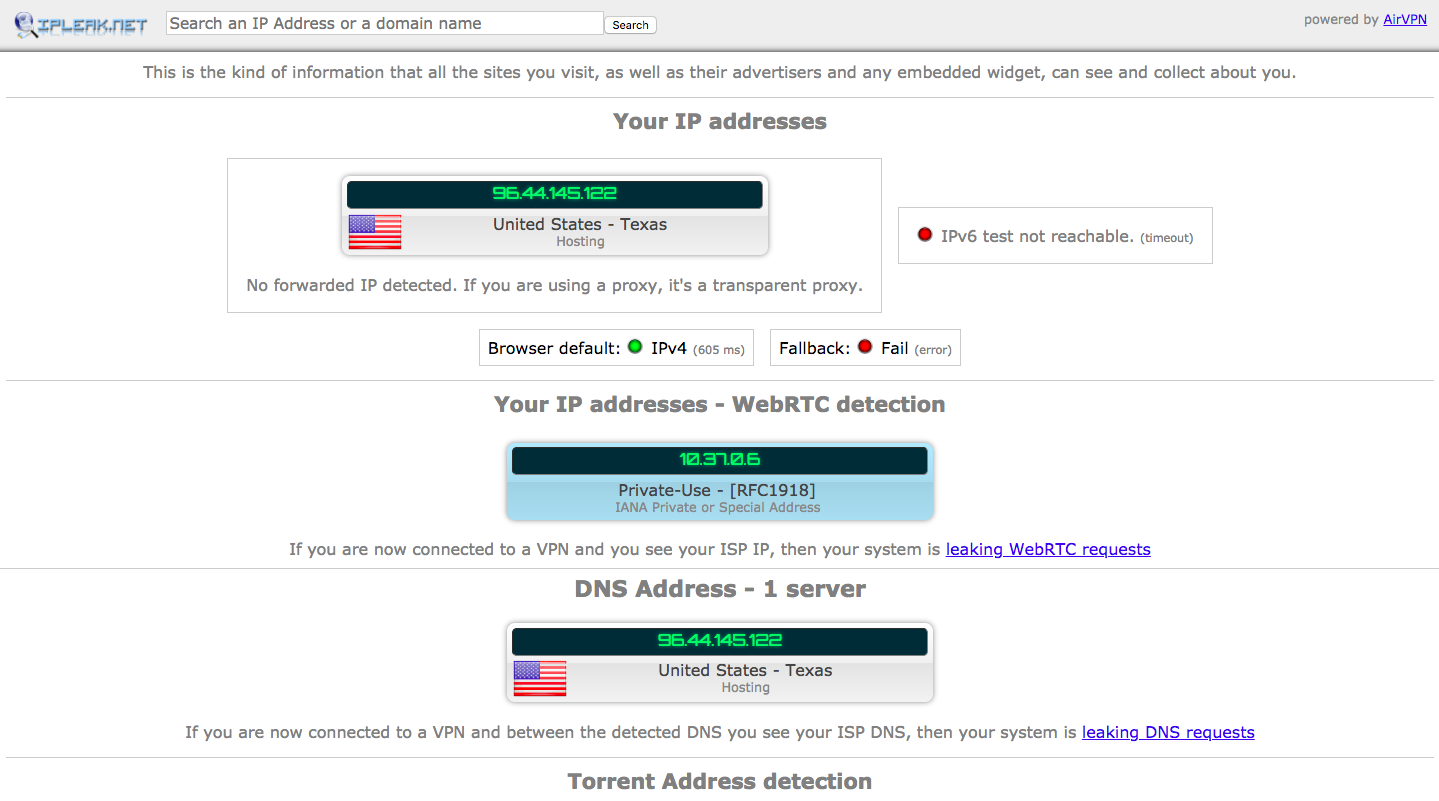 dns leak test torguard