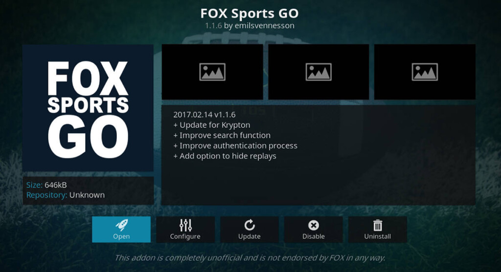 Fox Sports GO for Kodi