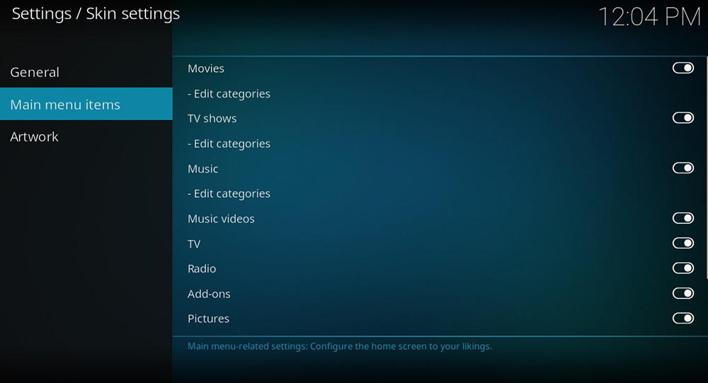 kodi skins confluence edit menu