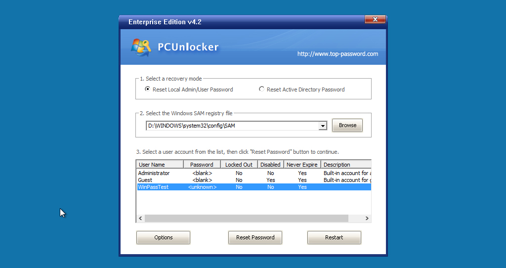 pcunlocker windows vista