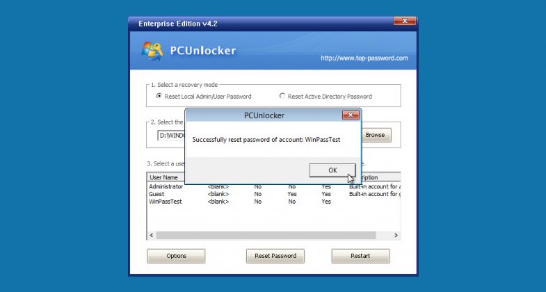 pcunlocker for windows 10