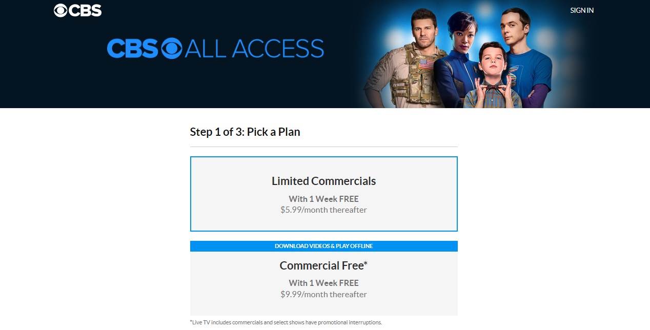 CBS All Access plans