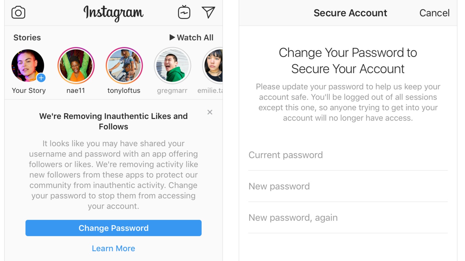 Instagram Account Inactivity removed