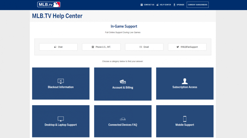 MLB.TV Customer support