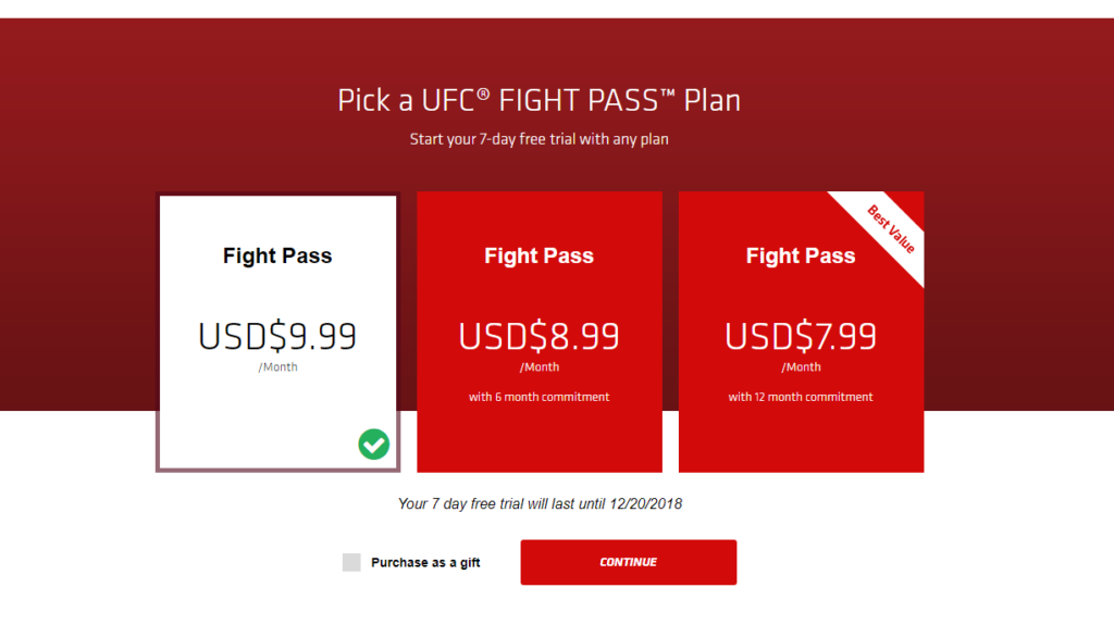 UFC Fight Pass price