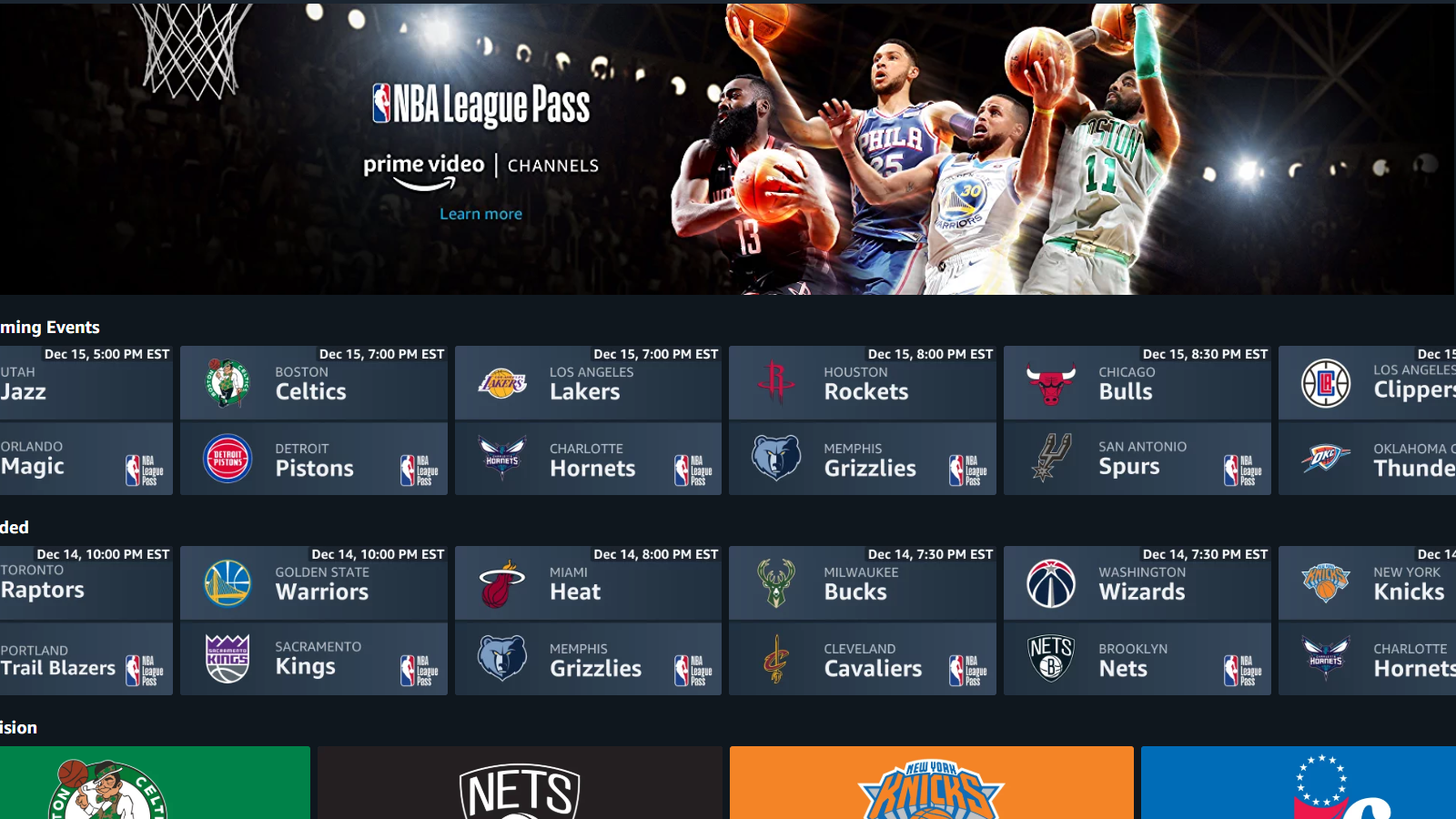 NBA League Pass on Prime Video Channels