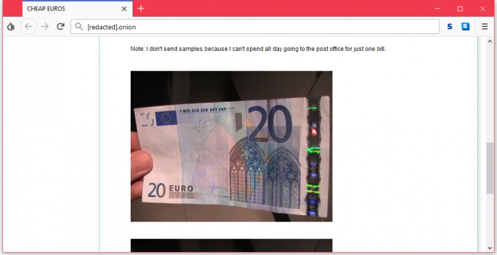 Dark web fake money