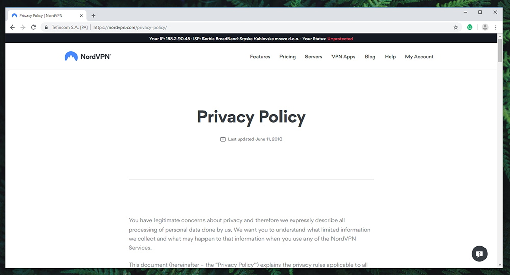 NordVPN Review - Privacy Policy