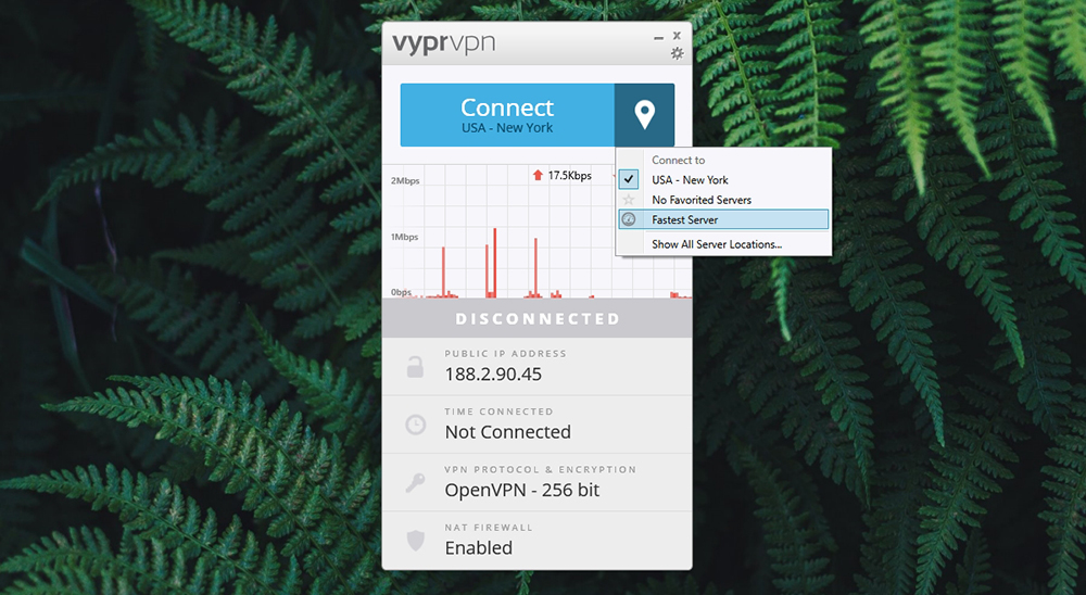 VyprVPN Review - Server Selection Menu