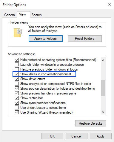 Windows 10 FIle Manager Settings