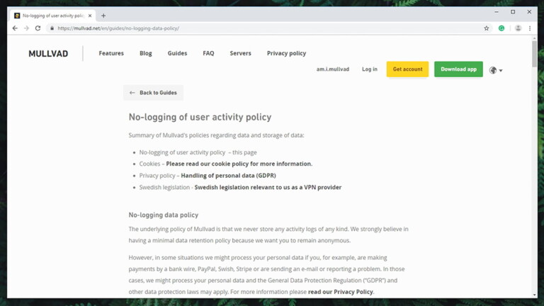mullvad privacy policy